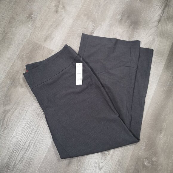 NWT Elle Woman Ladies Size 18W Dark Grey Wide Leg Wide Waistband Dress Pants - Picture 3 of 12
